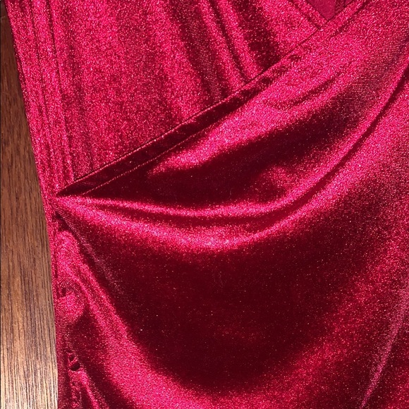 Burgundy Velvet Prom Dress - Picture 3 of 5
